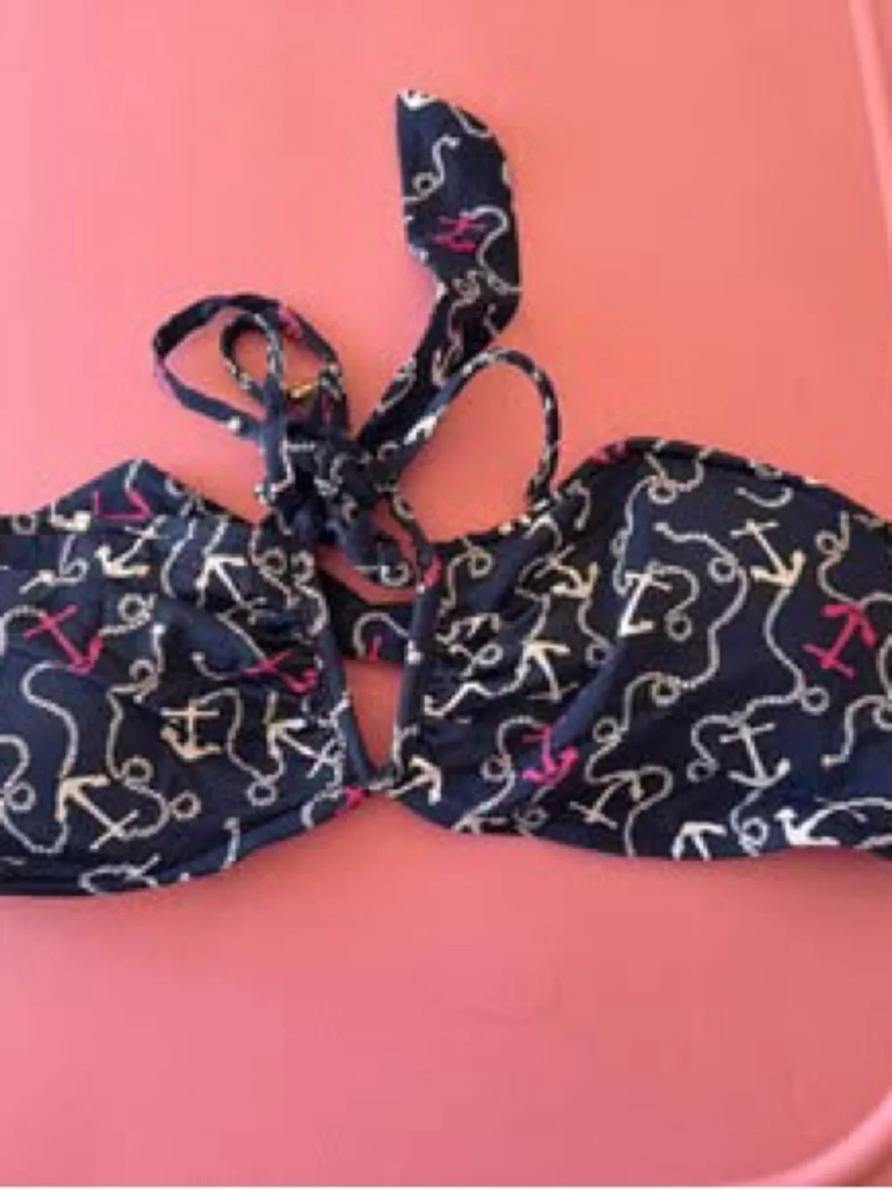 Lilly Pulitzer Navy, Pink and White Lined Bikini Top - Picture 2 of 2